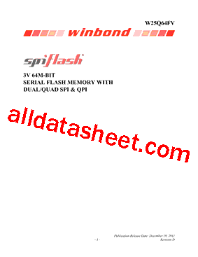 W25Q64FVZPIG Datasheet(PDF) - Winbond
