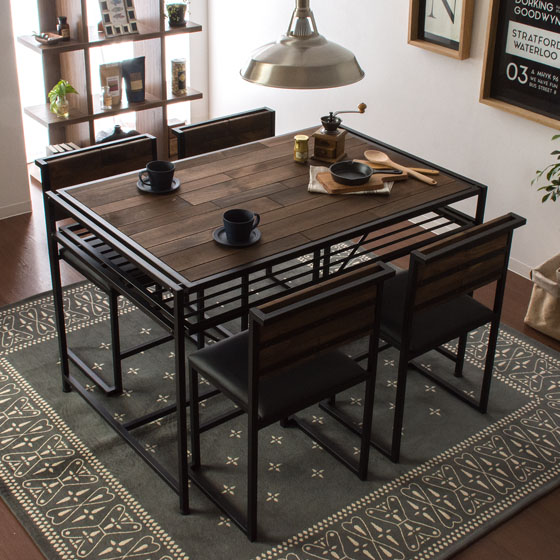 4人用 ヴィンテージウッド ダイニングテーブル Zigt〔ジグト〕 長方形