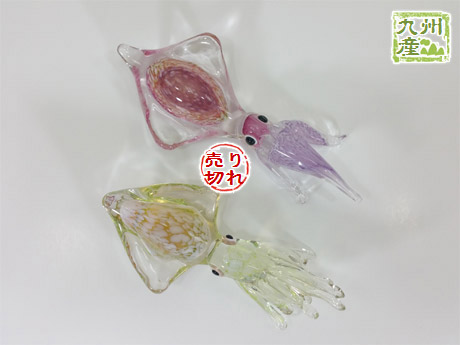 ガラス細工のイカセット】九州のガラス工芸家によりひとつひとつ息を