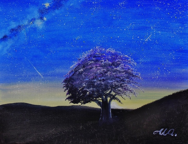 星空と夜桜」 by 渡辺 正重｜Artmeter｜暮らしを彩るアートが、きっと