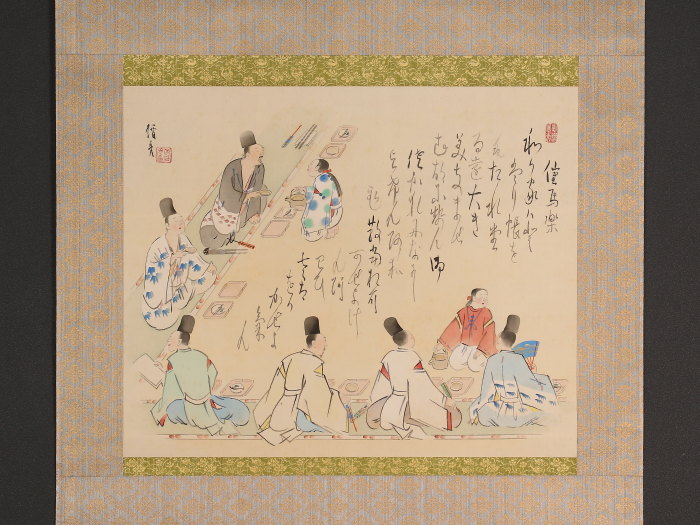 掛軸紹介 催馬楽 宴楽図 古代歌謡 風俗画 | 掛け軸や骨董品の販売