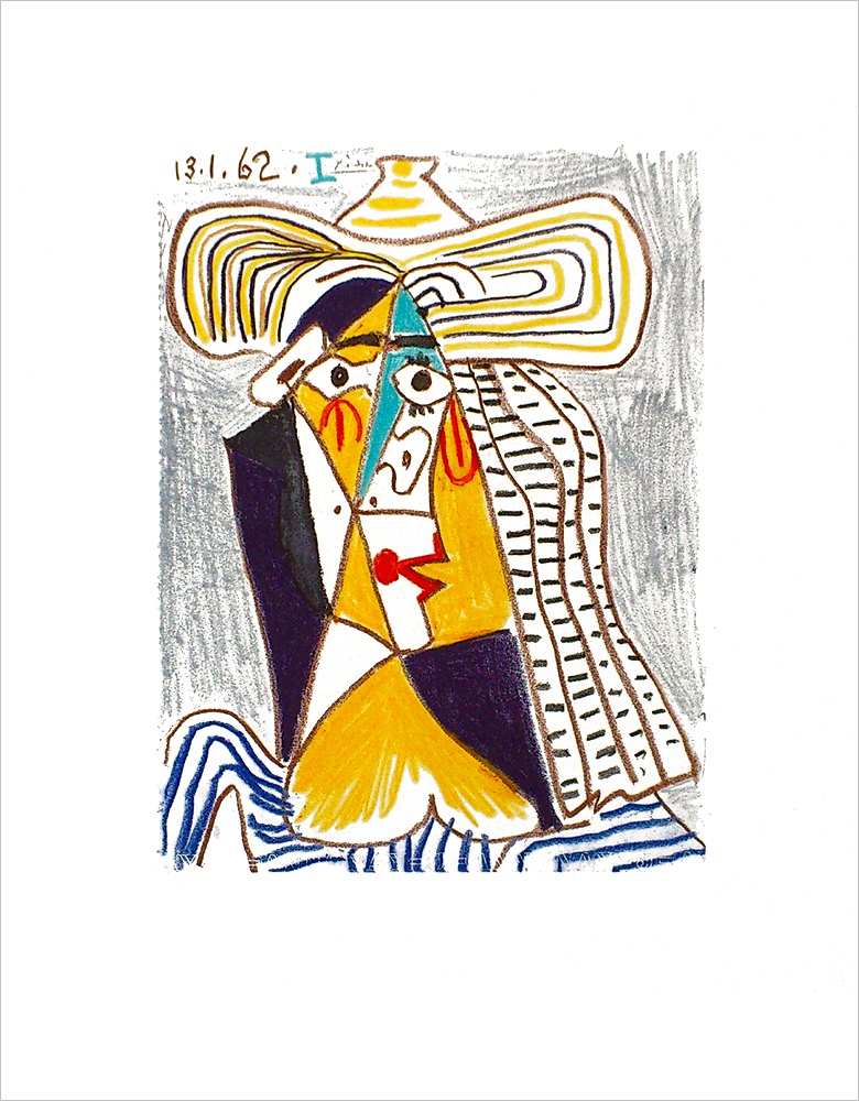 パブロ・ピカソ ポスター 帽子をかぶった女性の顔 A3319|アート