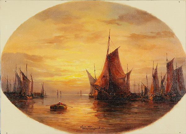 鈴木政輝 「船だまり」 油彩4号｜【Arts Ship】のむら画廊