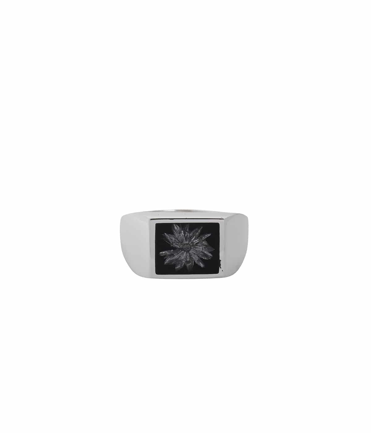 Signet Ring with Black & Gray Flower | XOLO JEWELRY(ショロ
