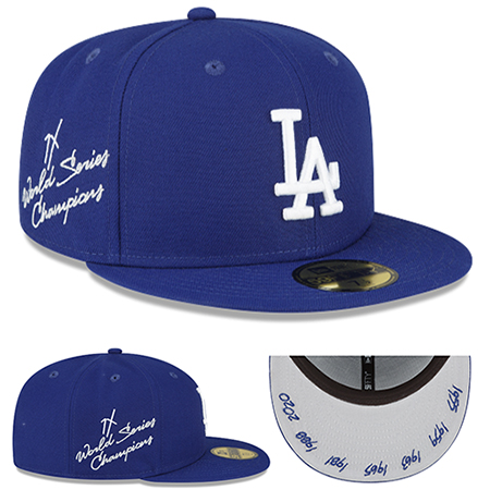 New Era L.A Dodgers Fitted Hat MLB 7X World Champion Patch Gray