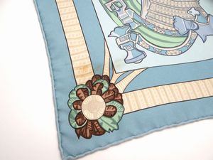 HERMES エルメス カレ90 ARMETS PANACHE 羽飾りの兜 シルク100