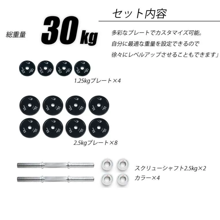 ラバーダンベルセットNR30kg PR003DST30｜BODYMAKER（ボディ