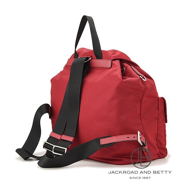 ナイロン ミディアム バックパック リュック レッド 赤[1BZ811 V44