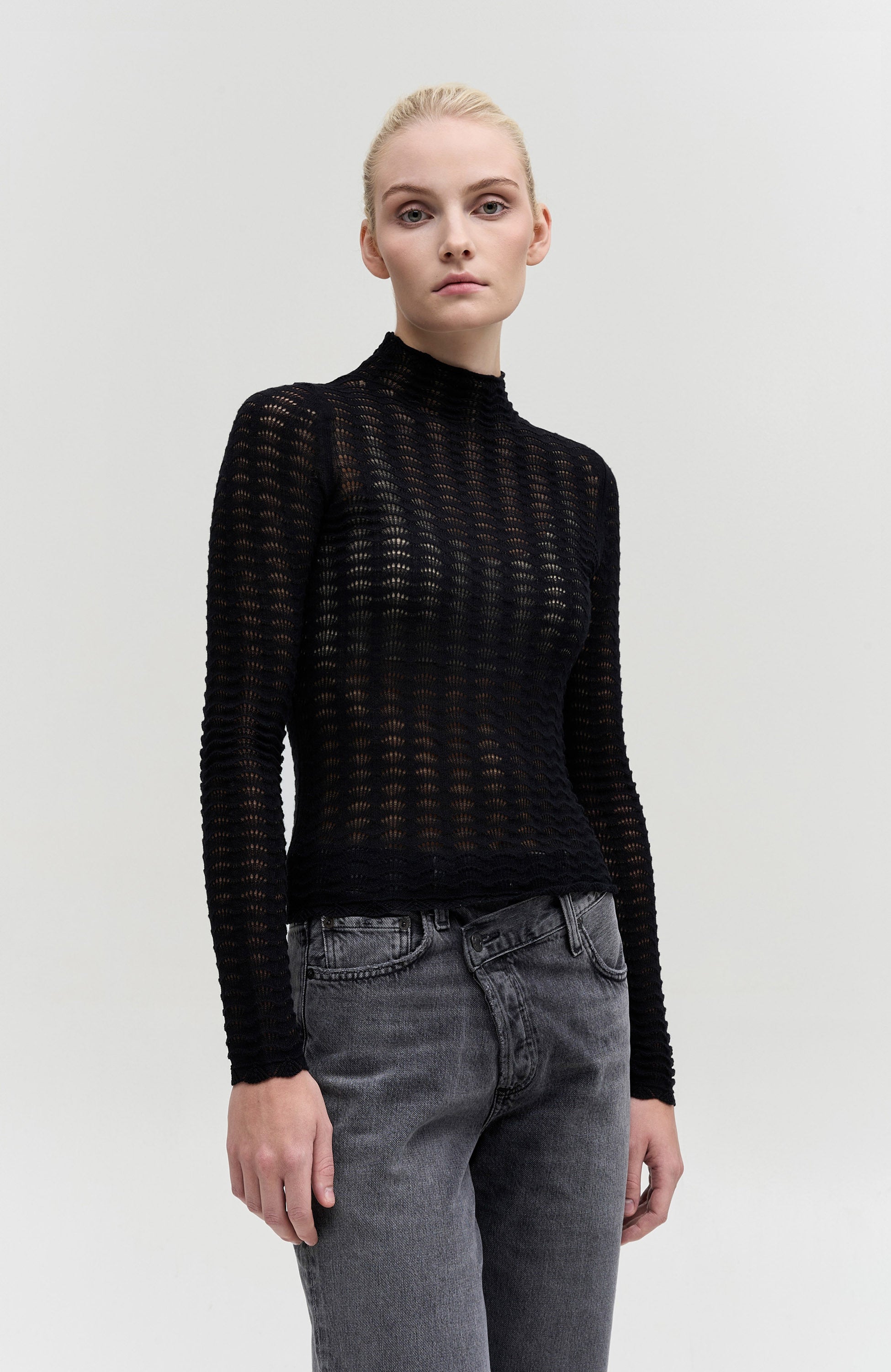 Lace knit top - Shop Online at BEIGE | BROWN