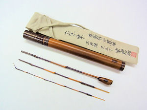 竿昭作 タナゴ竿 布袋竹印籠継ぎ3本継ぎ尺五寸 紫梨地粉研ぎ出し 穂先
