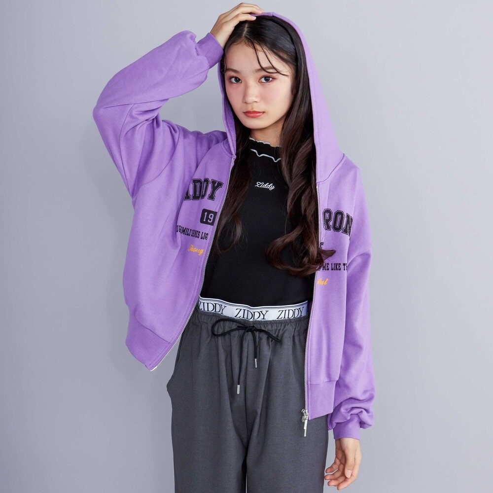 フード付きダブルジップパーカー(130~160cm)(130cm パープル