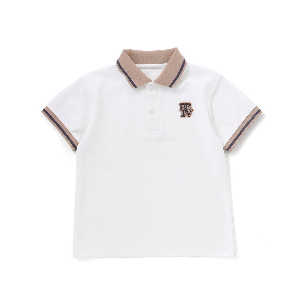 編立リブ鹿の子半袖ポロシャツ(95~150cm)(95cm ホワイト): トップス