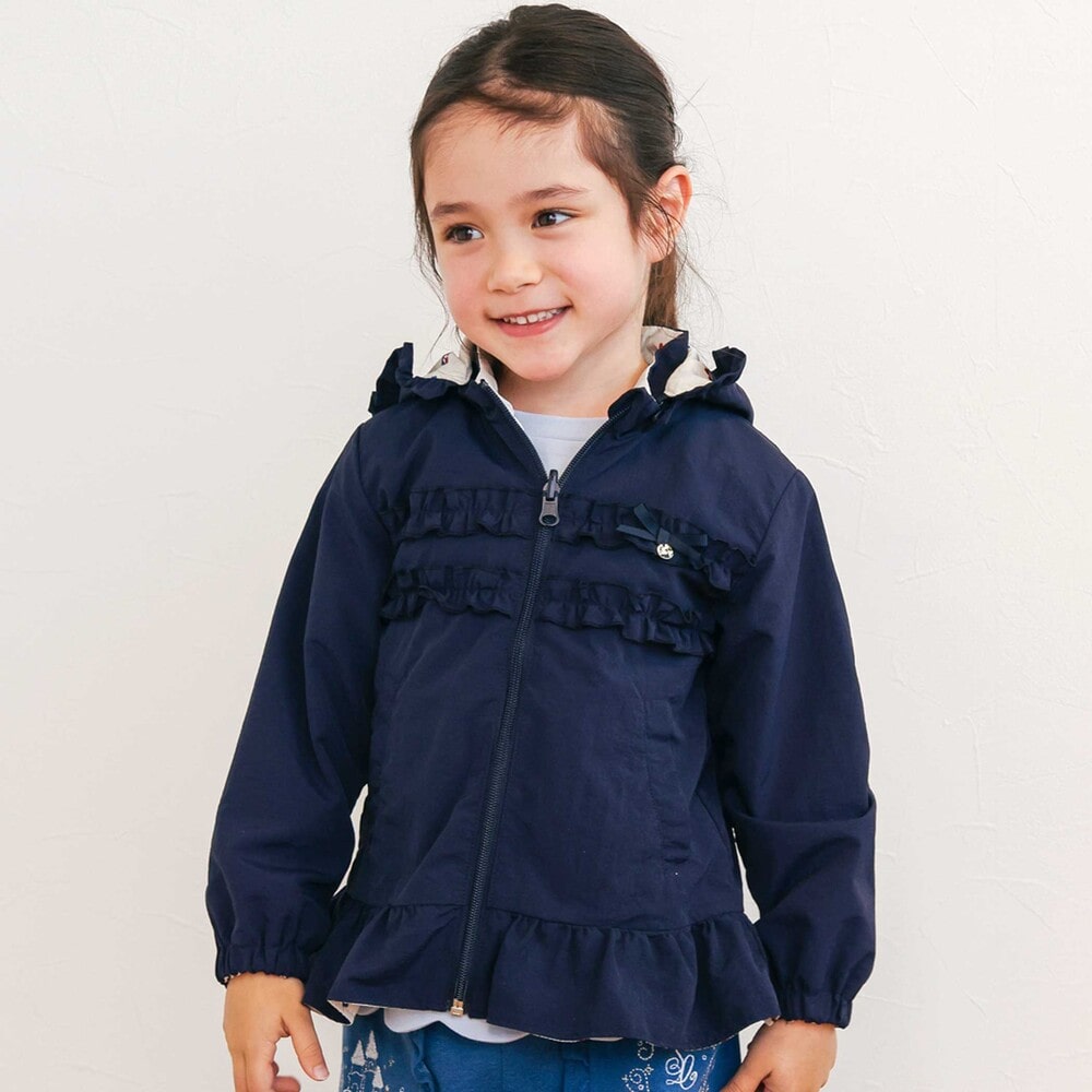 無地総柄リバーシブルタフタジャケット(80~130cm)(80cm ネイビー