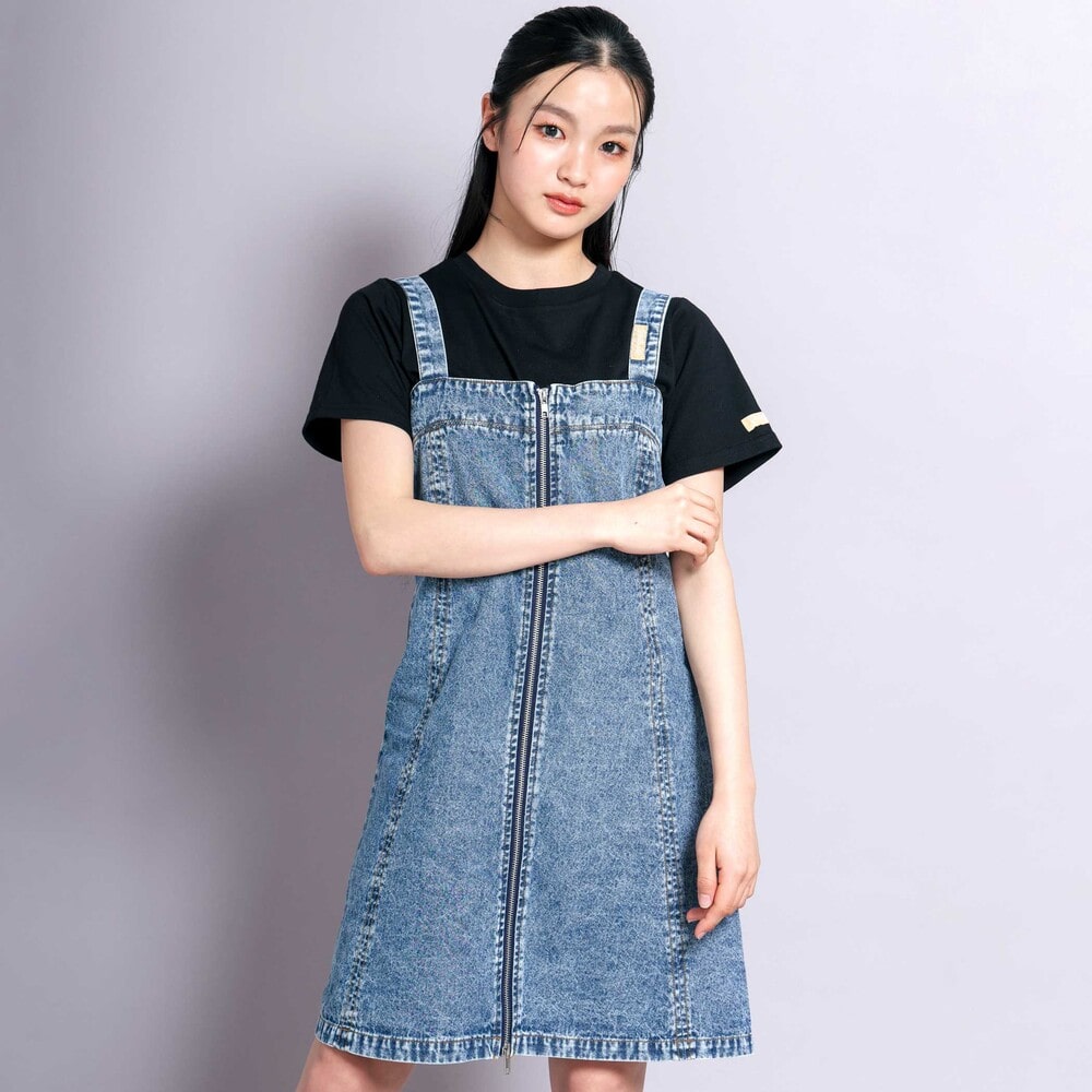 ニコ☆プチ 掲載 】デニムジャンスカトップスセット(130~160cm)(130cm