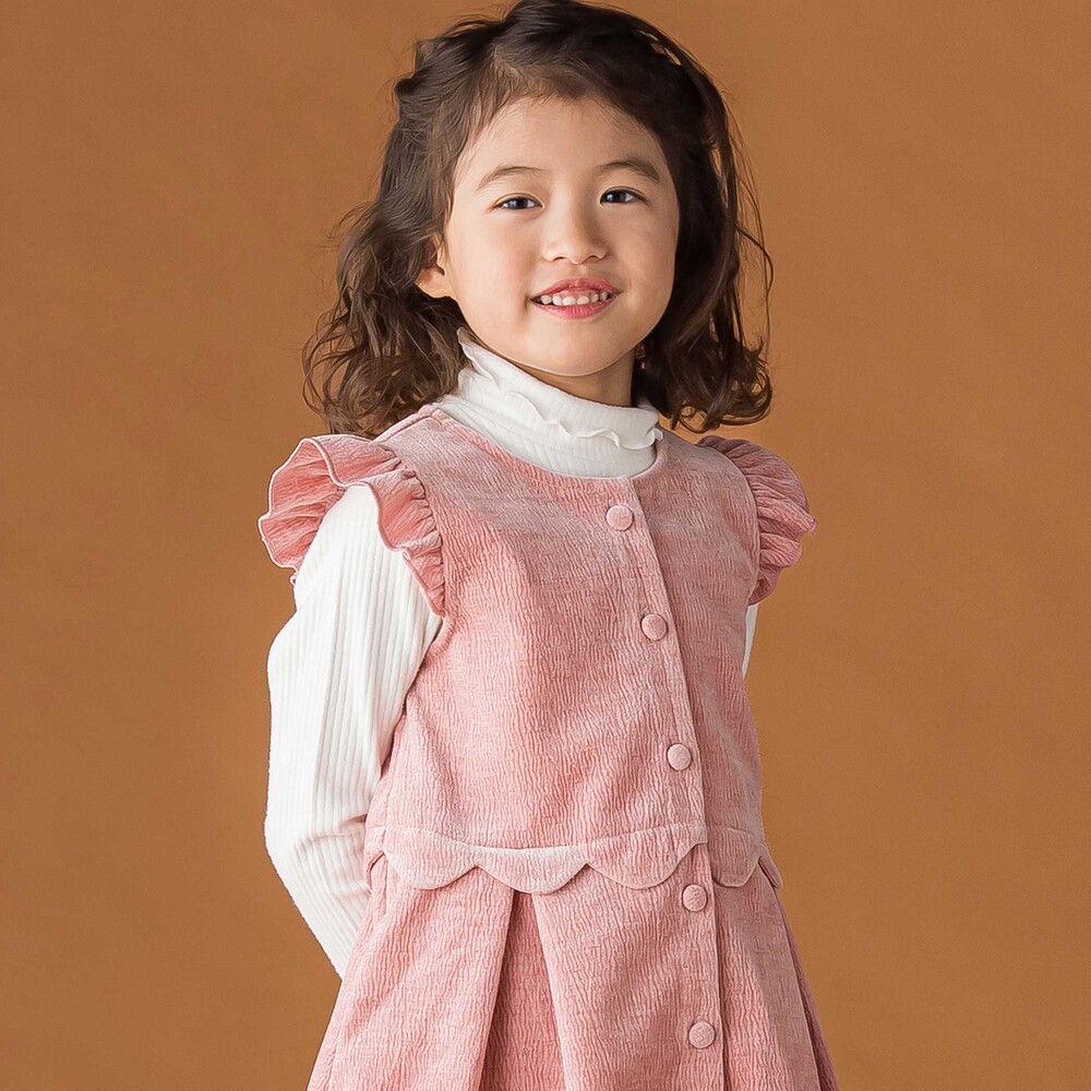 限定商品】【お揃い】起毛ジャガードスカラップジャンパースカート(95