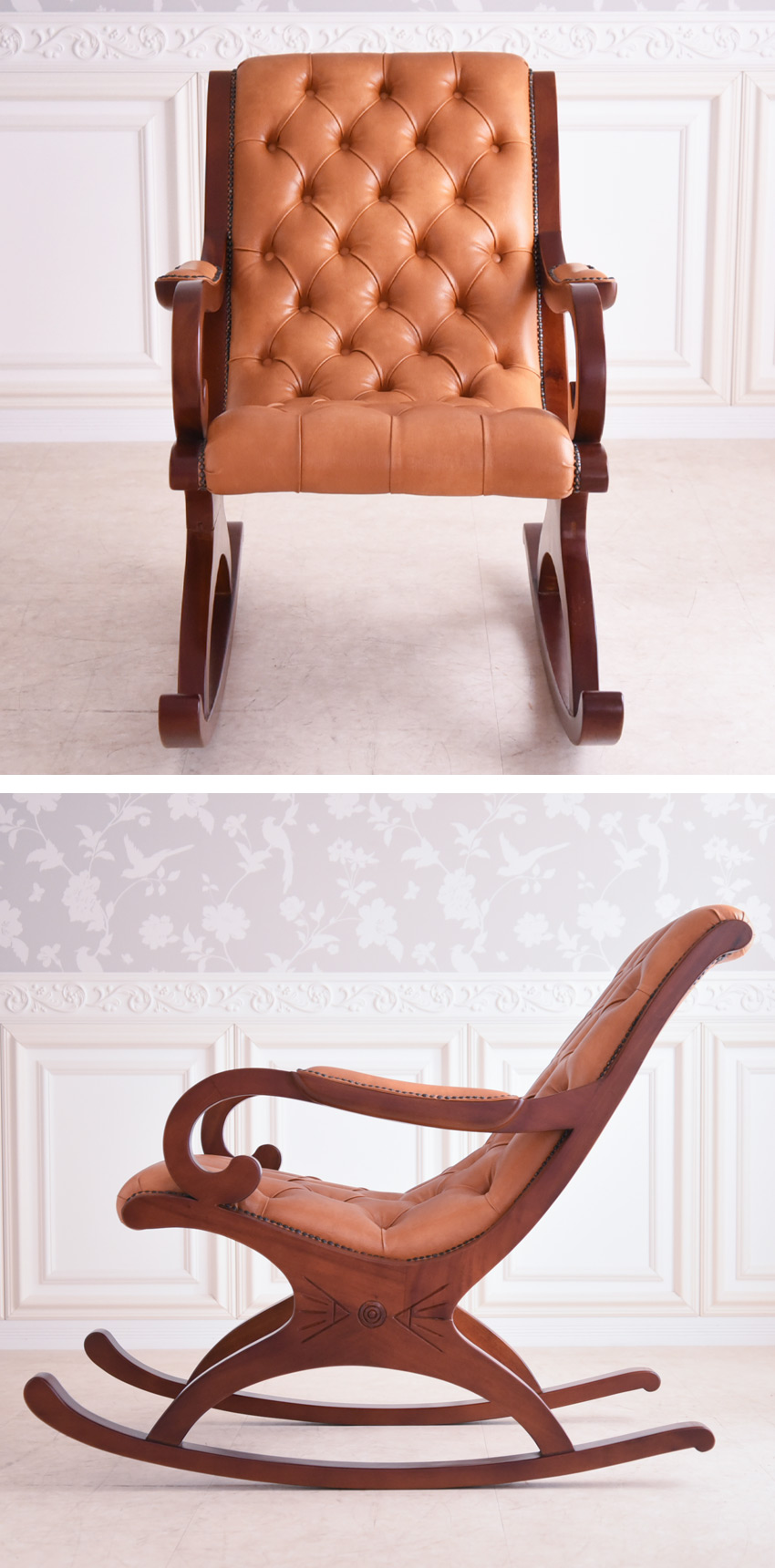 トリノサヴォイア ロッキングチェア PVCキャメル | ロココ調家具通販