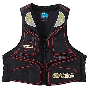 サンライン ステータスHFTベストSTL-190 レッド L - 【バス・トラウト