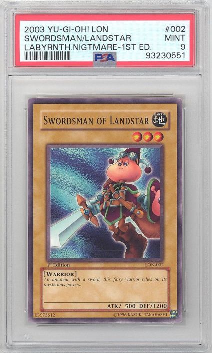 PSA 9 - Yu-Gi-Oh Card - LON-002 - SWORDMAN of LANDSTAR (common