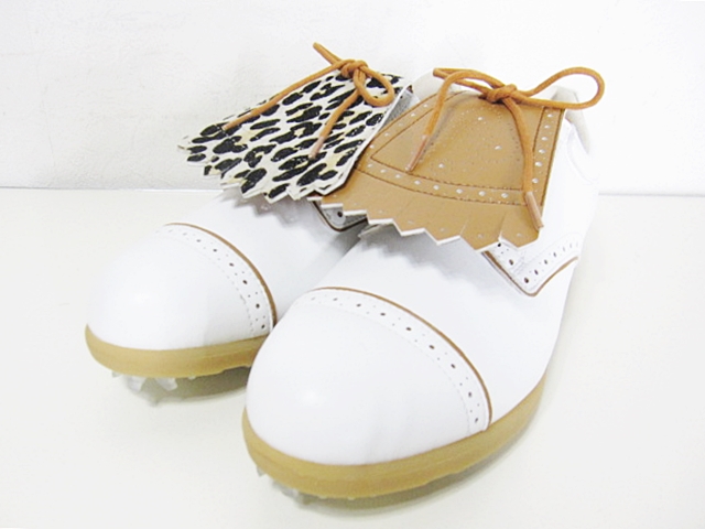 aJADE アジェイド AMANDA アマンダ ゴルフシューズ ホワイト/キャメル