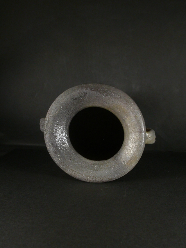 備前焼 登窯 備前焼物故作家 二代小山 一草 四方桟共箱付き窯変耳付花