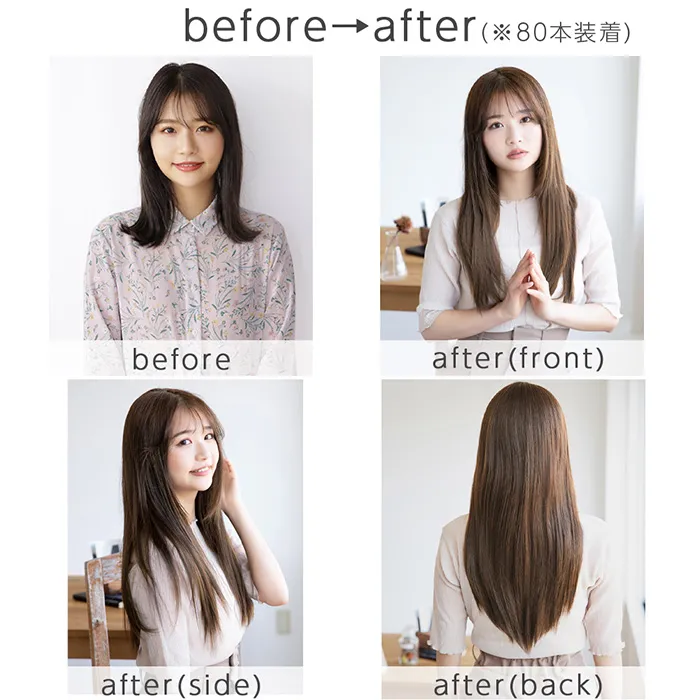 人毛シールエクステ50cm10本分(5シート)（ポイントウィッグ