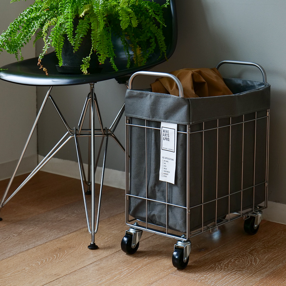 003269 WIRE ARTS&PRO FOLDING LAUNDRY SQUARE BASKET with CASTER 28L