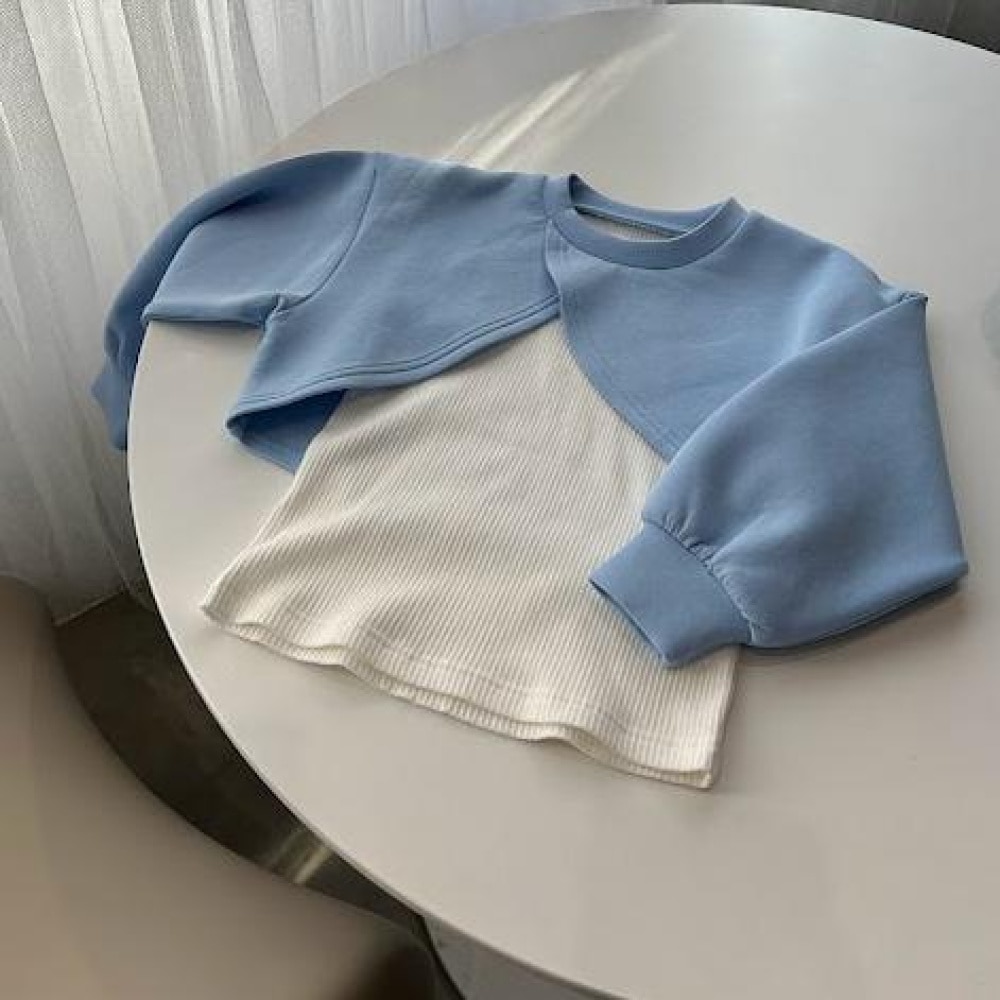 レイヤードクロップド ダンボールニット/ボンディングトップス 2024