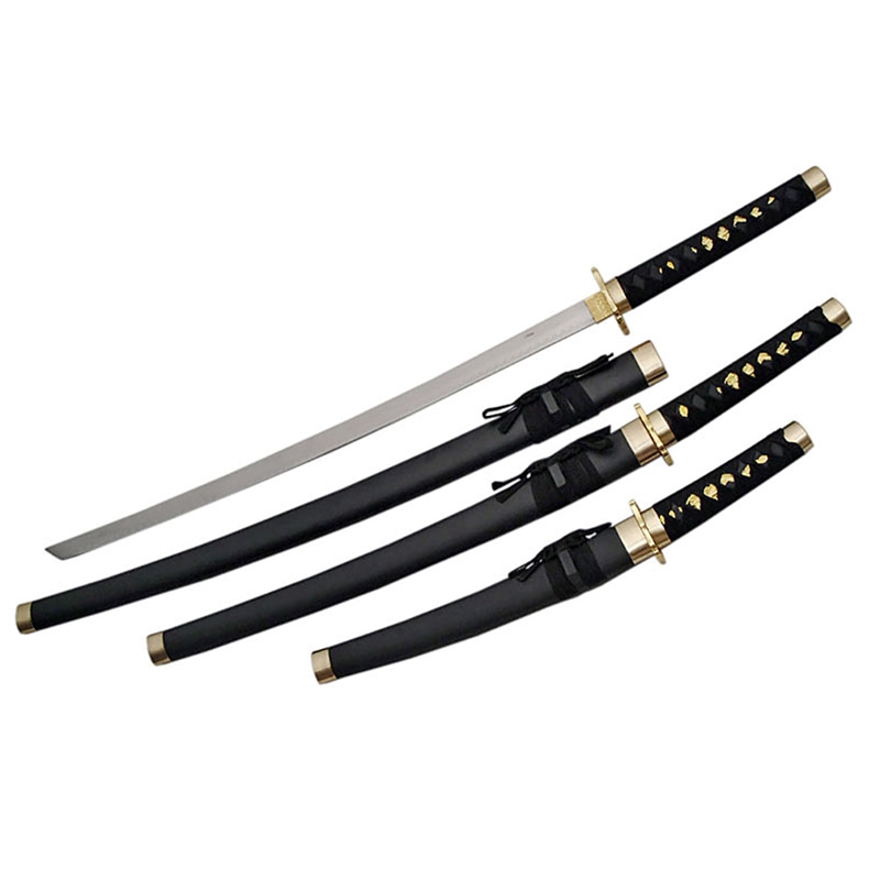 By The Sword, Inc. - Samurai Katana Set 3 Piece Black with Stand