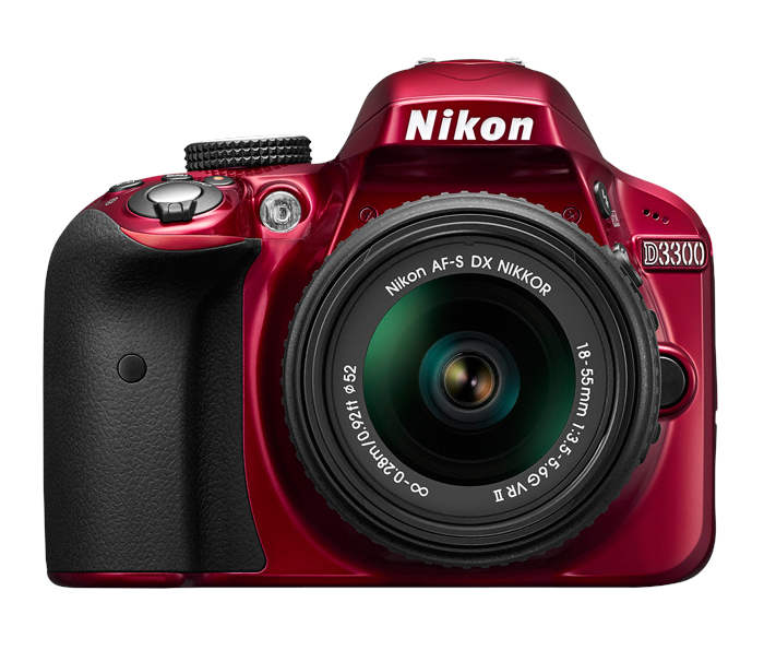 Nikon D3300 DSLR Camera w/18-55mm DX VR II Lens (Red) - Green