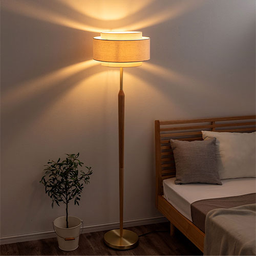 フロアライト ファブリックシェード 真鍮 照明 ライト スタンドライト