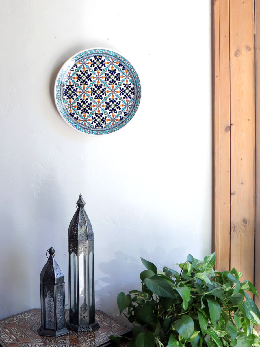 トルコ陶器 プレート 飾り皿 直径30cm キュタフヤ アルハンブラ工房