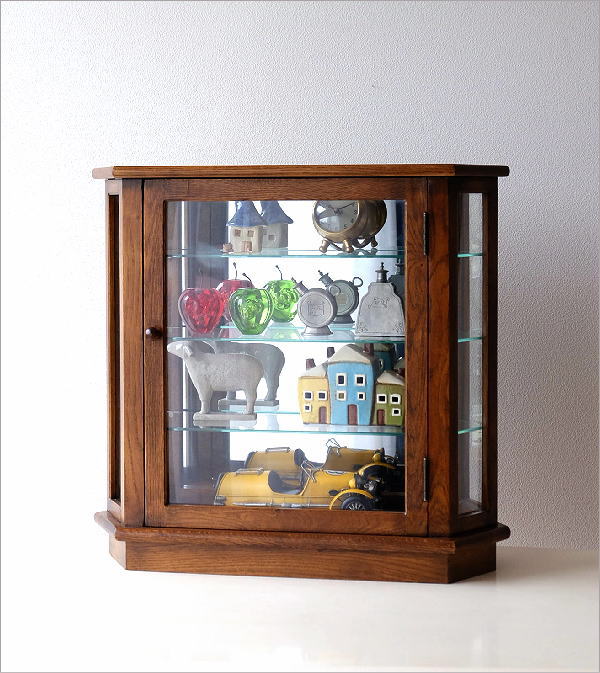 ちょこ】大正ガラス 木製アンティークショーケース 中型 ちょこ】大正