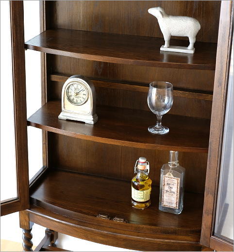 キャビネット ガラス アンティーク 飾り棚 ディスプレイラック オーク