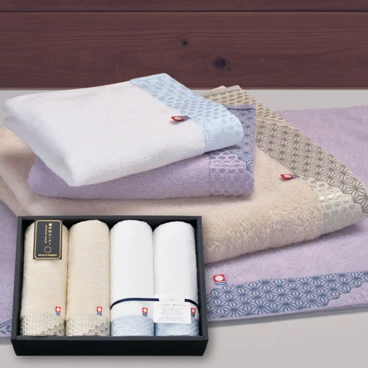 瀬戸内テーラーあかつき バスタオル2枚(パープル)(ホワイト)｜ギフト