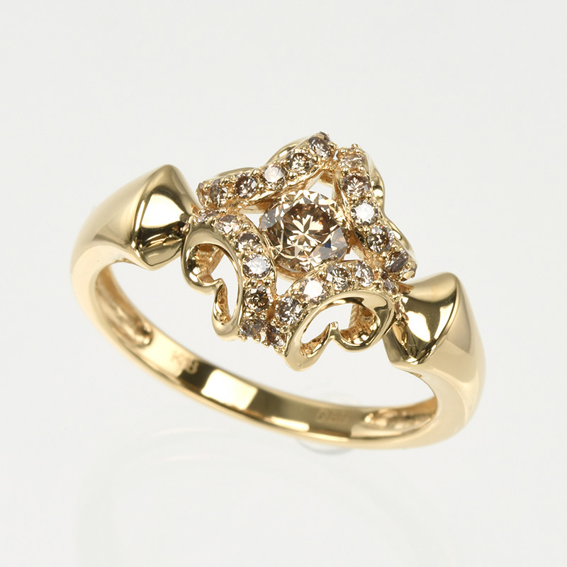 GSTV K18YG ブラウンダイヤモンド リング BRD 約0.30ct BRD 約0.25ct