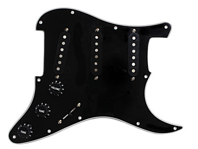 配線済ピックガードアッセンブリー 62STタイプ 11点止 黒1Pツヤ消し