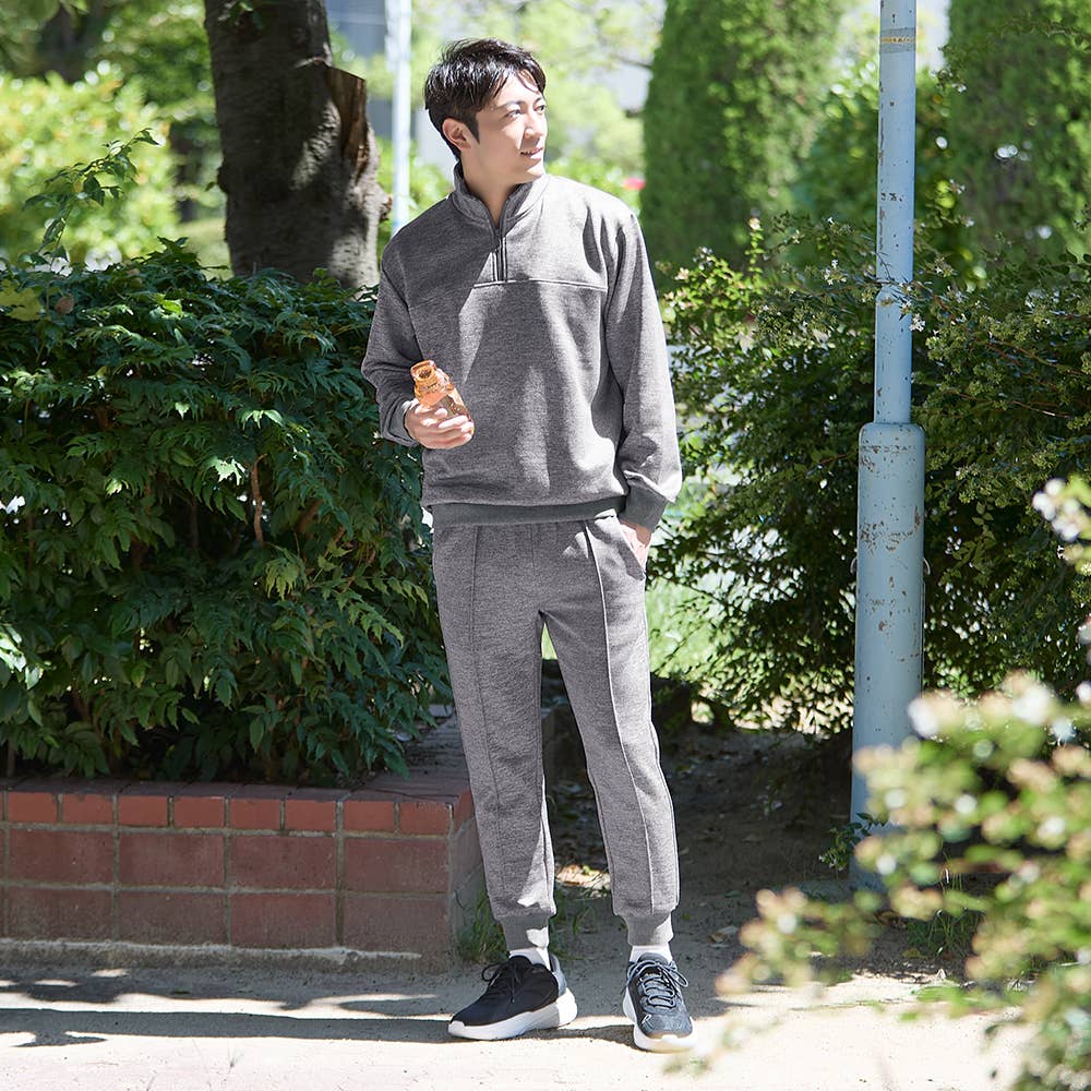 ハーフジップ】3層レイヤーニット BDW349 :メンズ トップス