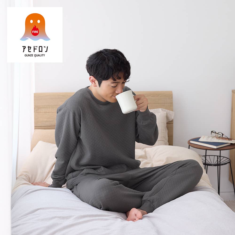 ファイヤーアセドロン】背中保温 キルト長袖長パンツ ルームウェア