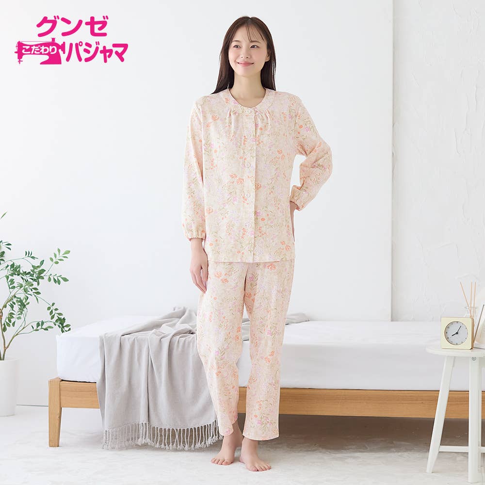綿100％ スムース パジャマ 長袖ネグリジェ TN2335 :レディース
