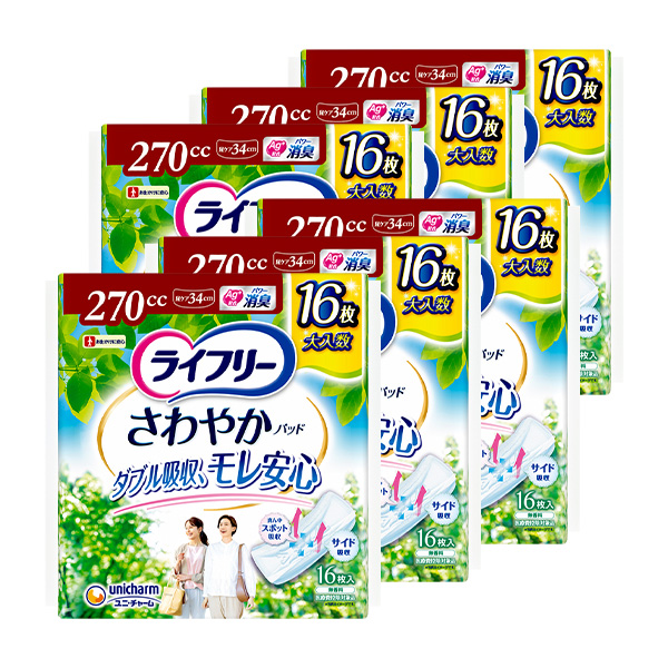 ライフリー さわやかパッド 特に多い時も長時間安心用 16枚×6｜ユニ