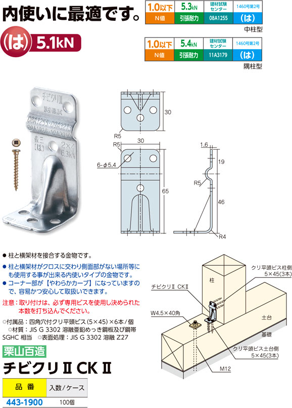 栗山百造 チビクリⅡ CKⅡ / コーナープレート / 建築金物 基礎金物
