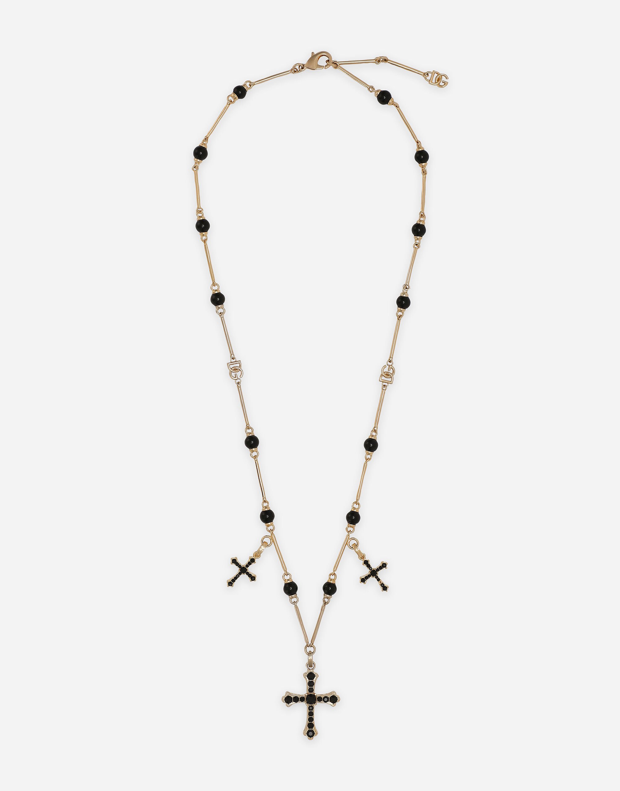 Rosary-style necklace with crosses in Gold for Women