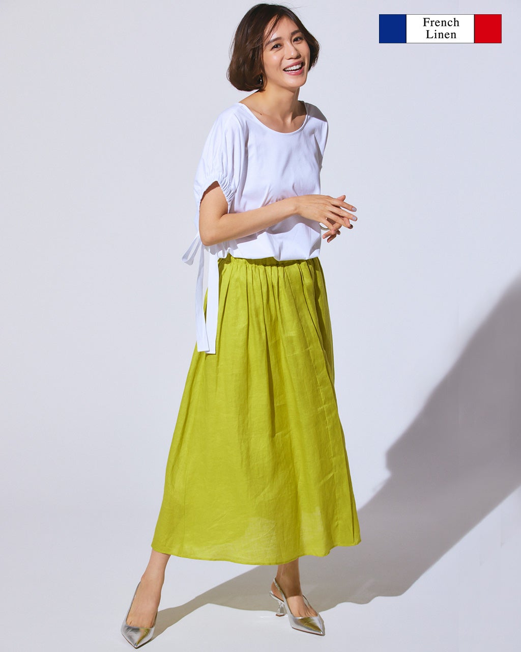 21番フレンチリネン・ギャザーフレアスカート/DoCLASSE