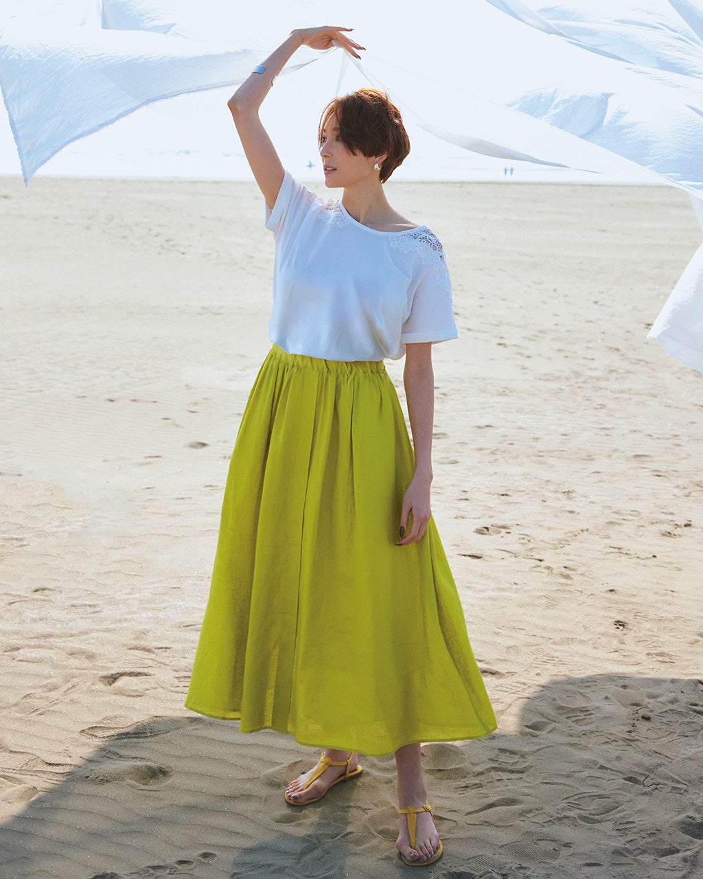 21番フレンチリネン・ギャザーフレアスカート/DoCLASSE