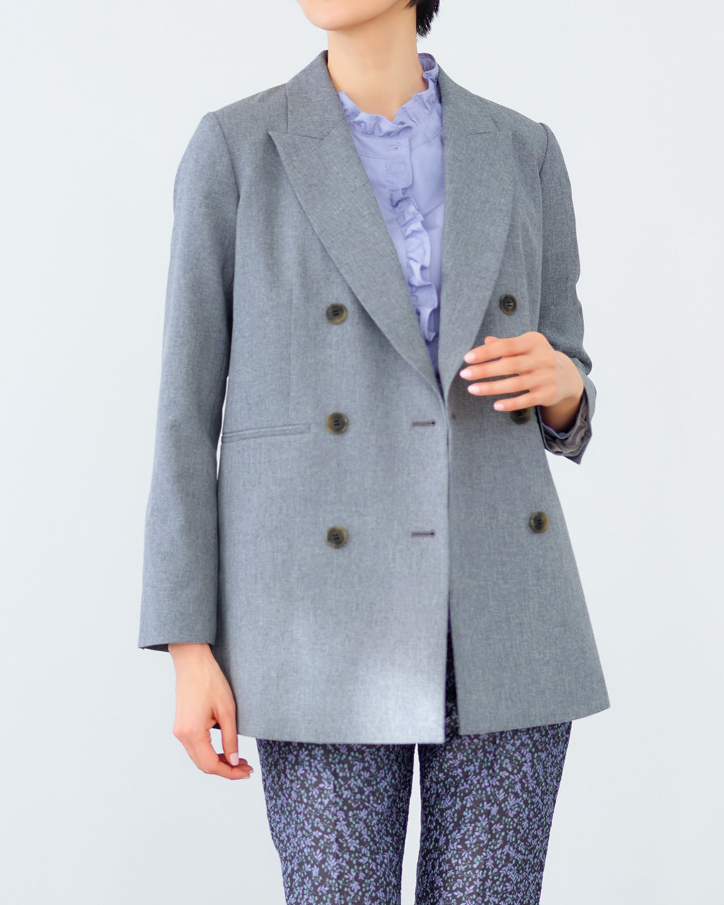 ドライタッチツイル・ダブルブレストジャケット/DoCLASSE