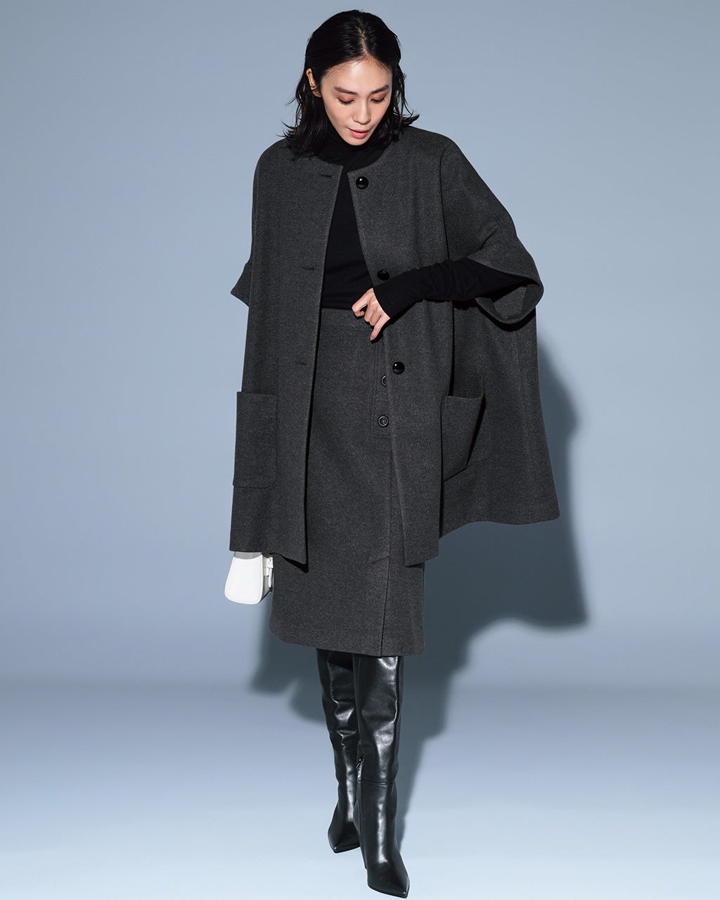 起毛ニードル・ポンチョコート/DoCLASSE