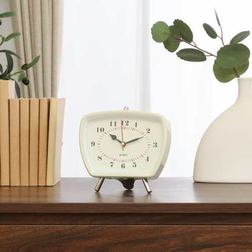 置時計レトロ 37714 不二貿易 目覚まし時計 ホワイト | ホームセンター