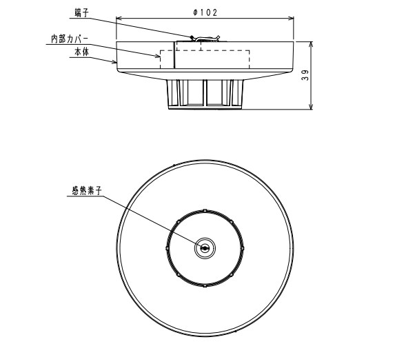 NSP223EG 日本ドライケミカル 差動式スポット型熱感知器 2種 ヘッド