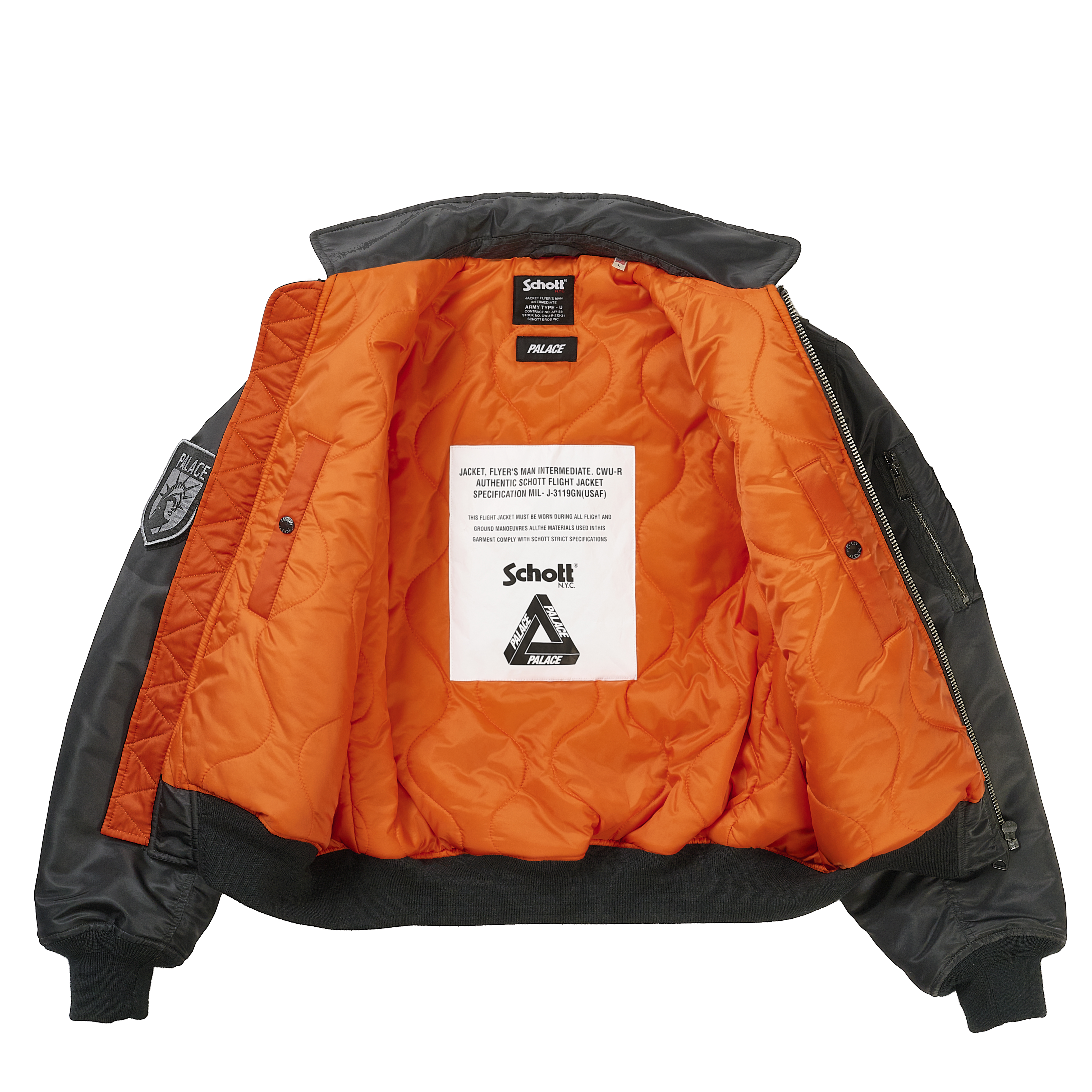 PALACE SCHOTT CWU 90'S FIT BOMBER JACKET | PALACE SKATEBOARDS