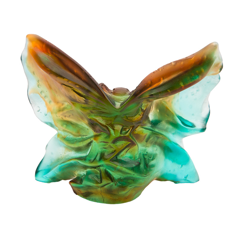 ドームクリスタル：daum|オーナメント パピヨン(ブルー&ターコイズ)